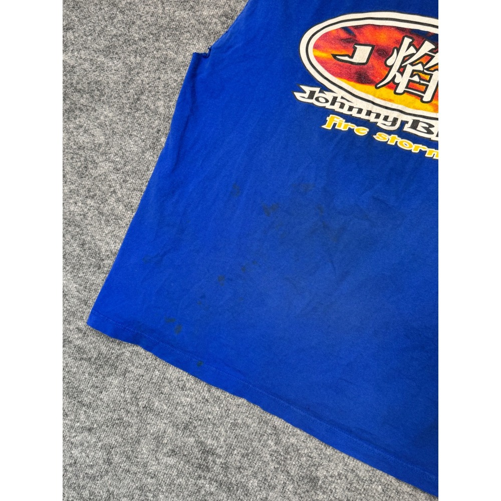 Vintage Johnny Blaze Fire Storm Sleeveless T-Shirt Blue XXL Graphic 90s Hip Hop - Picture 6 of 11